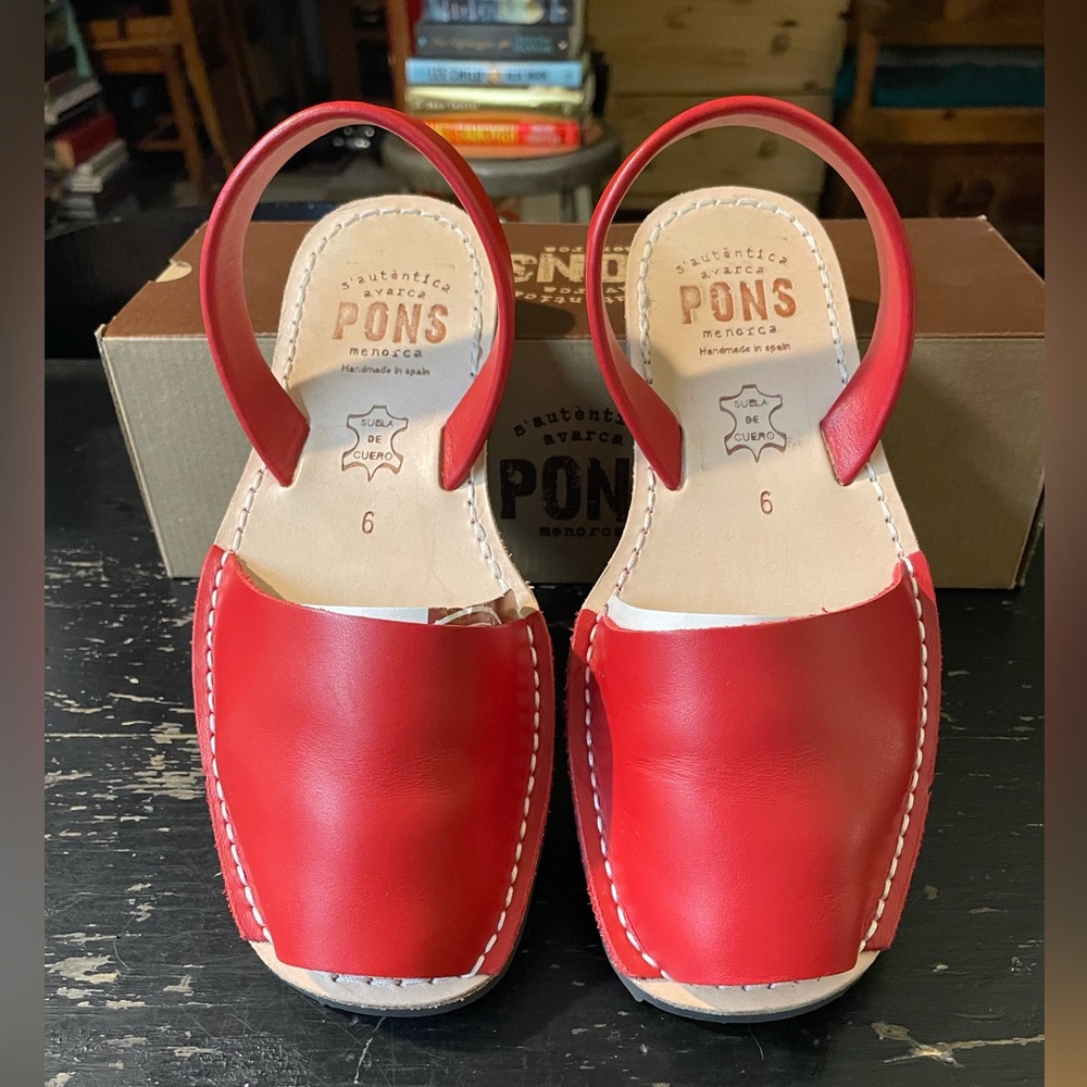 Pons Menorca Red Leather Sandals